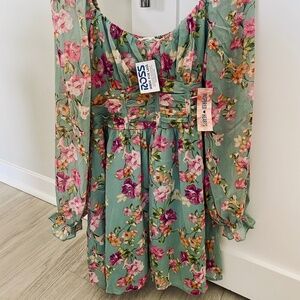 Inspired Hearts Green Floral Dress - Size L
